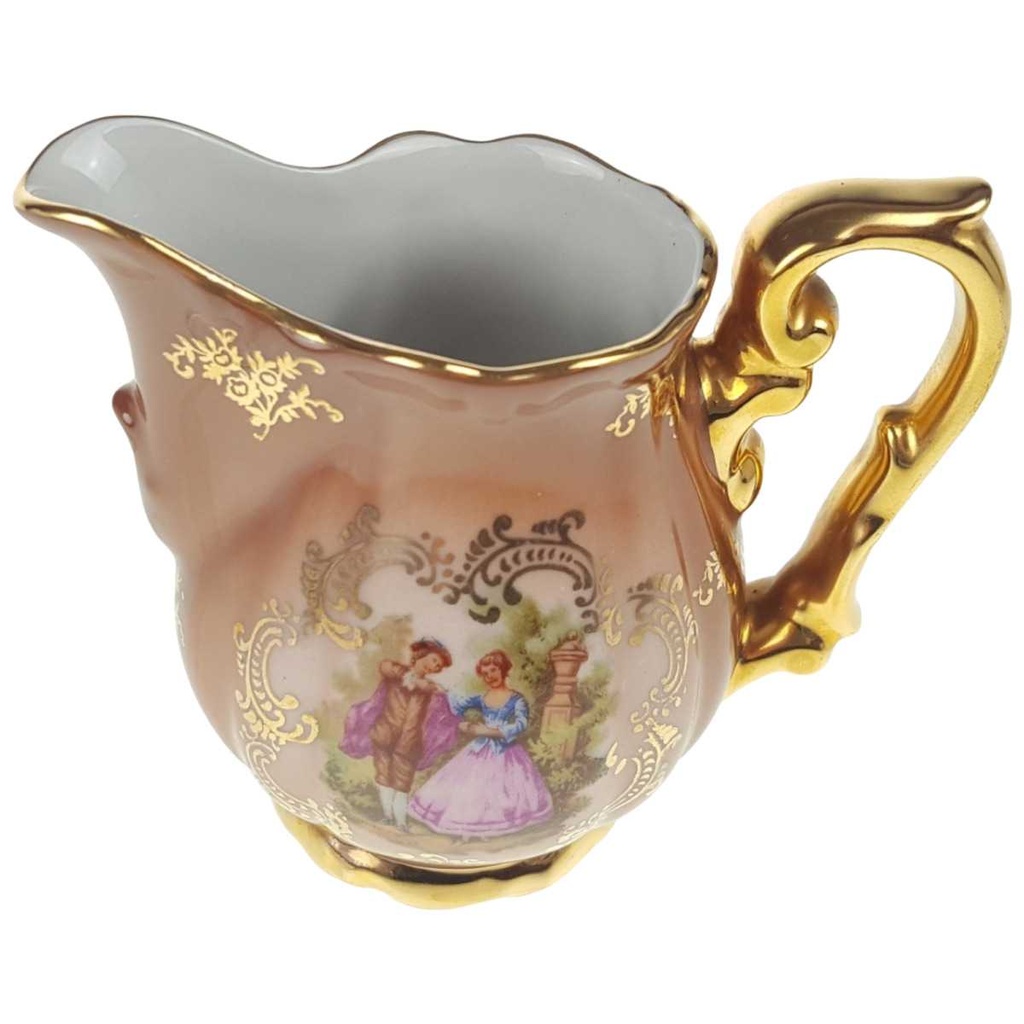 [458168616] Milchkännchen 9 cm Schlottenhof braun Rokoko Gold gebraucht - gut Bild 2