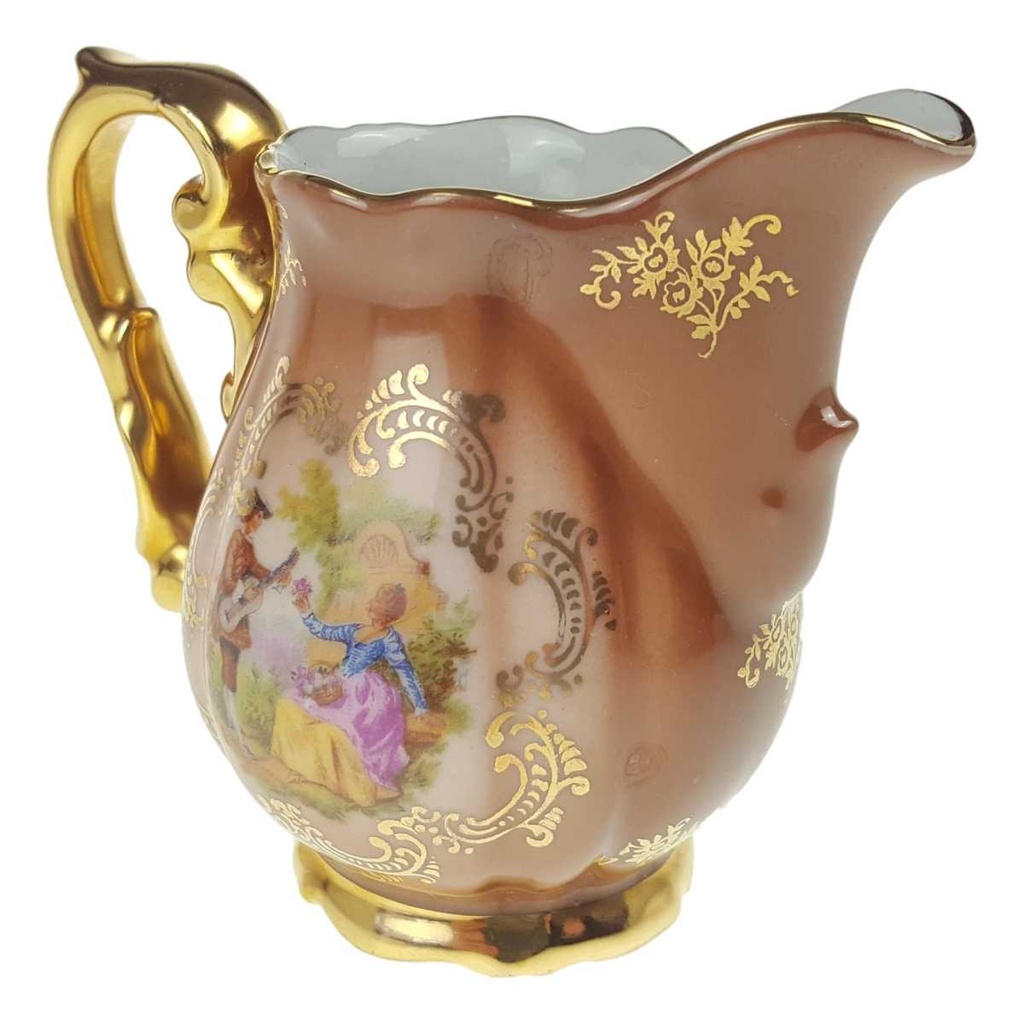 [458168616] Milchkännchen 9 cm Schlottenhof braun Rokoko Gold gebraucht - gut Bild 3