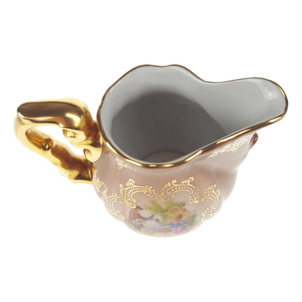[458168616] Milchkännchen 9 cm Schlottenhof braun Rokoko Gold gebraucht - gut Bild 4