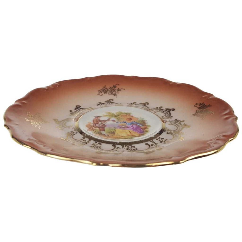 [458168618] Untertasse für Mokka 11,8 cm Schlottenhof braun Rokoko Gold gebraucht - gut Bild 2