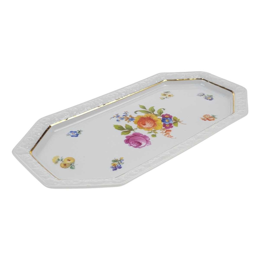 [458168626] Servierplatte Goldrand 27,4x13,5 cm Rosenthal Maria Sommerstrauß Blumen gebraucht - gut Bild 3