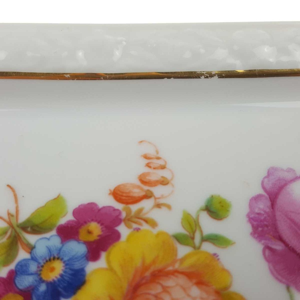 [458168626] Servierplatte Goldrand 27,4x13,5 cm Rosenthal Maria Sommerstrauß Blumen gebraucht - gut Bild 5