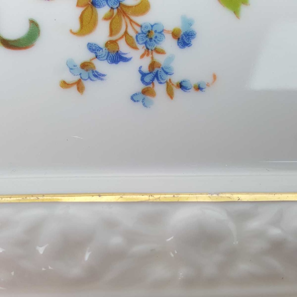 [458168626] Servierplatte Goldrand 27,4x13,5 cm Rosenthal Maria Sommerstrauß Blumen gebraucht - gut Bild 6