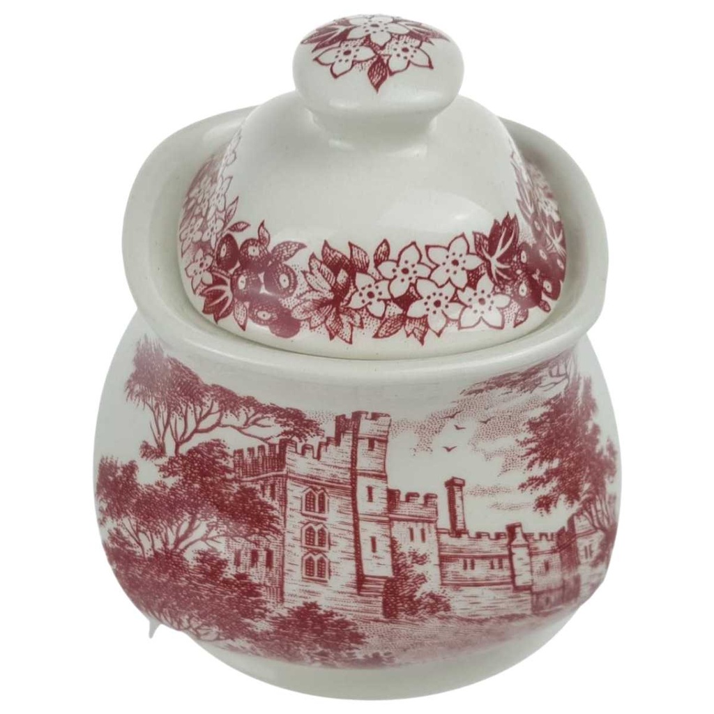 [458168628] Zuckerdose J & G Meakin England Haddon Hall Rot Historismus gebraucht - gut Bild 2