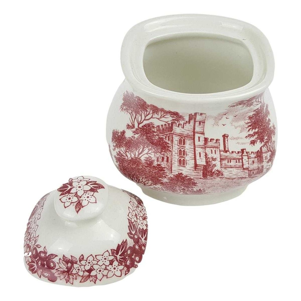 [458168628] Zuckerdose J & G Meakin England Haddon Hall Rot Historismus gebraucht - gut Bild 3