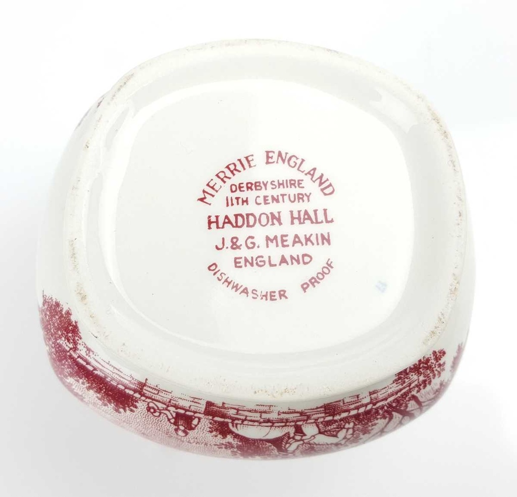 [458168628] Zuckerdose J & G Meakin England Haddon Hall Rot Historismus gebraucht - gut Bild 4