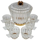 [458168659] Bowle mit 6 Bechern Goldrand 7tlg 3,5 L Krone Gold gebraucht - gut Bild 2