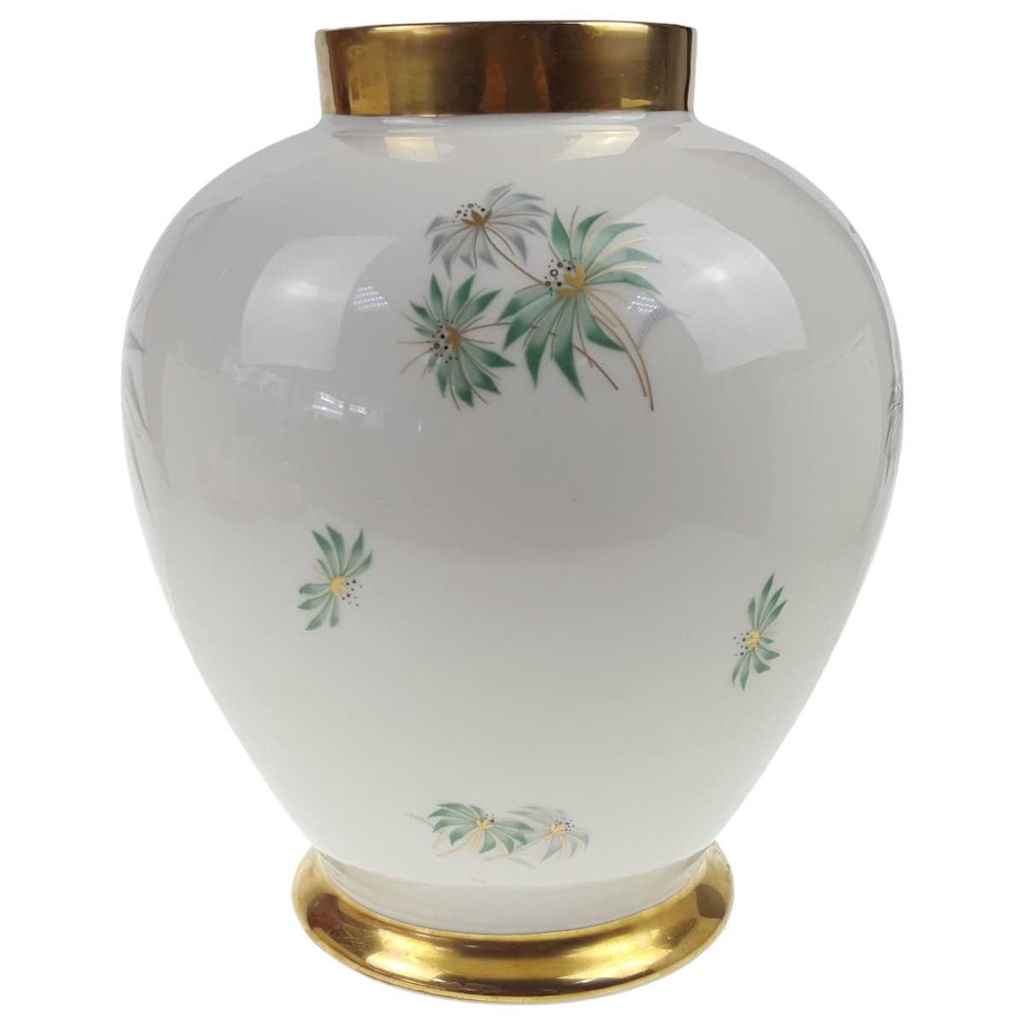 [458168664] Vase Goldrand ohne Deckel 25 cm Seltmann Vohenstrauß Blumendekor gebraucht - gut Bild 2