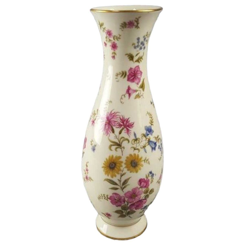 [45816870] Vase Blumenvase Goldrand 24 cm Rosenthal Florida bunte Blumen Elfenbein Beige gebraucht - sehr gut Bild 2