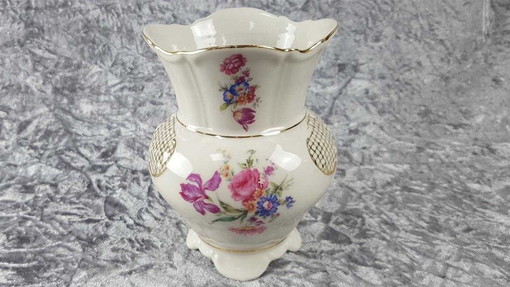 [45816871] Vase Blumenvase Golddekor 16 cm Schaller Elfenbein Beige gebraucht - gut Bild 3