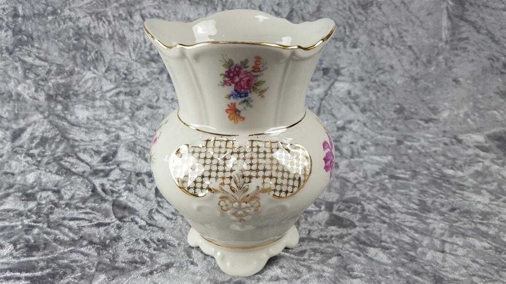 [45816871] Vase Blumenvase Golddekor 16 cm Schaller Elfenbein Beige gebraucht - gut Bild 4
