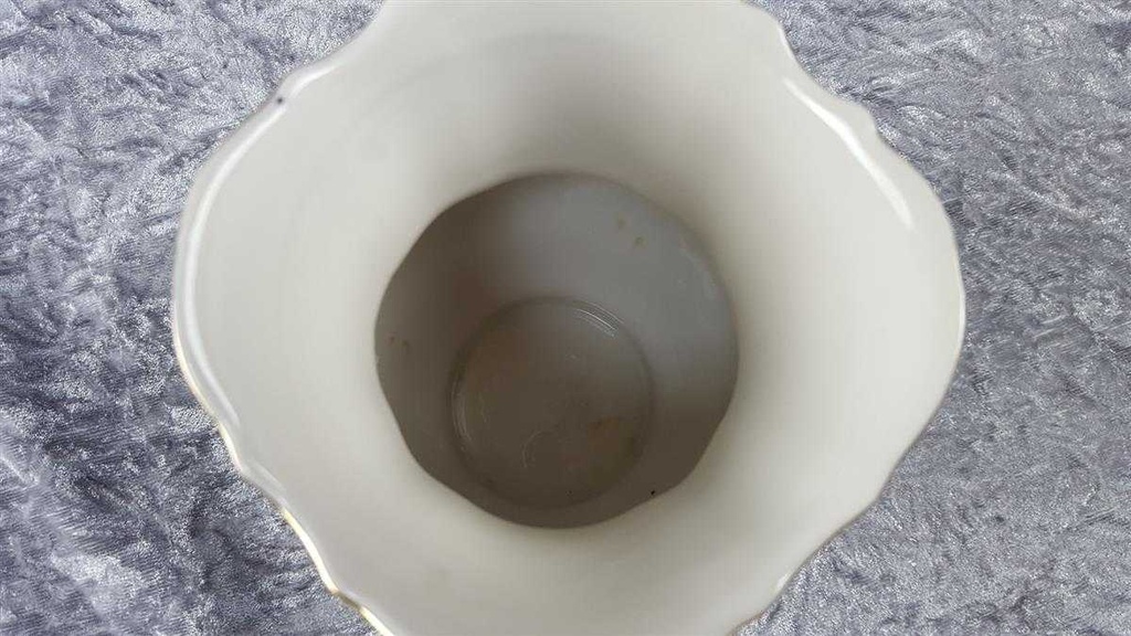 [45816871] Vase Blumenvase Golddekor 16 cm Schaller Elfenbein Beige gebraucht - gut Bild 6