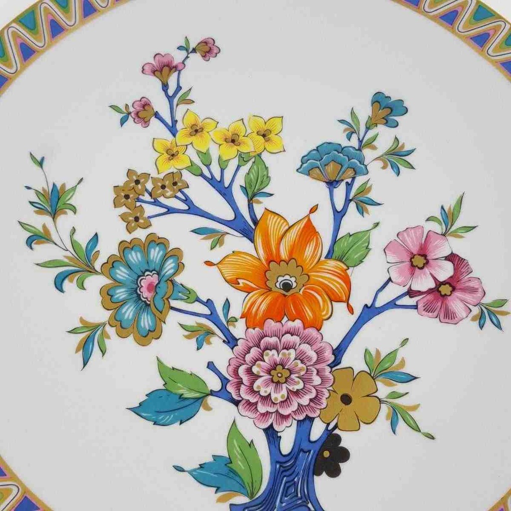 [458168730] Servierteller Golddekor Bavaria 3,5 cm Schirnding Bunte Blumen gebraucht - sehr gut Bild 2