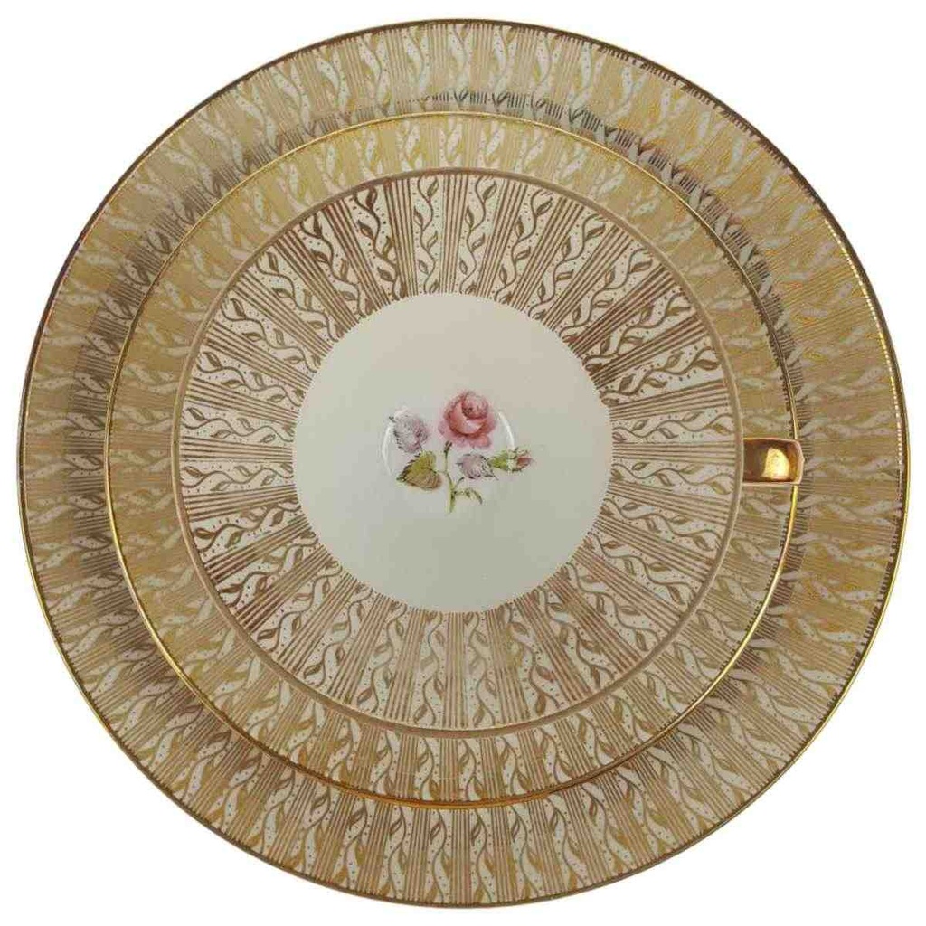 [458168734] Sammelgedeck Goldrand Bavaria 3tlg 30 cm Schaller Rosendekor gebraucht - akzeptabel Bild 2