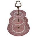 [458168815] Etagere 3-stöckig Staffordshire Ironstone Canterbury River Scene Rot gebraucht - gut Bild 2