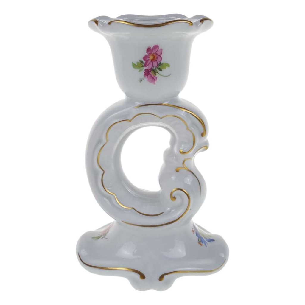 [458168881] Kerzenhalter für Stabkerzen Goldrand 13,7 cm Weimar Porzellan Blumendekor gebraucht - sehr gut Bild 3