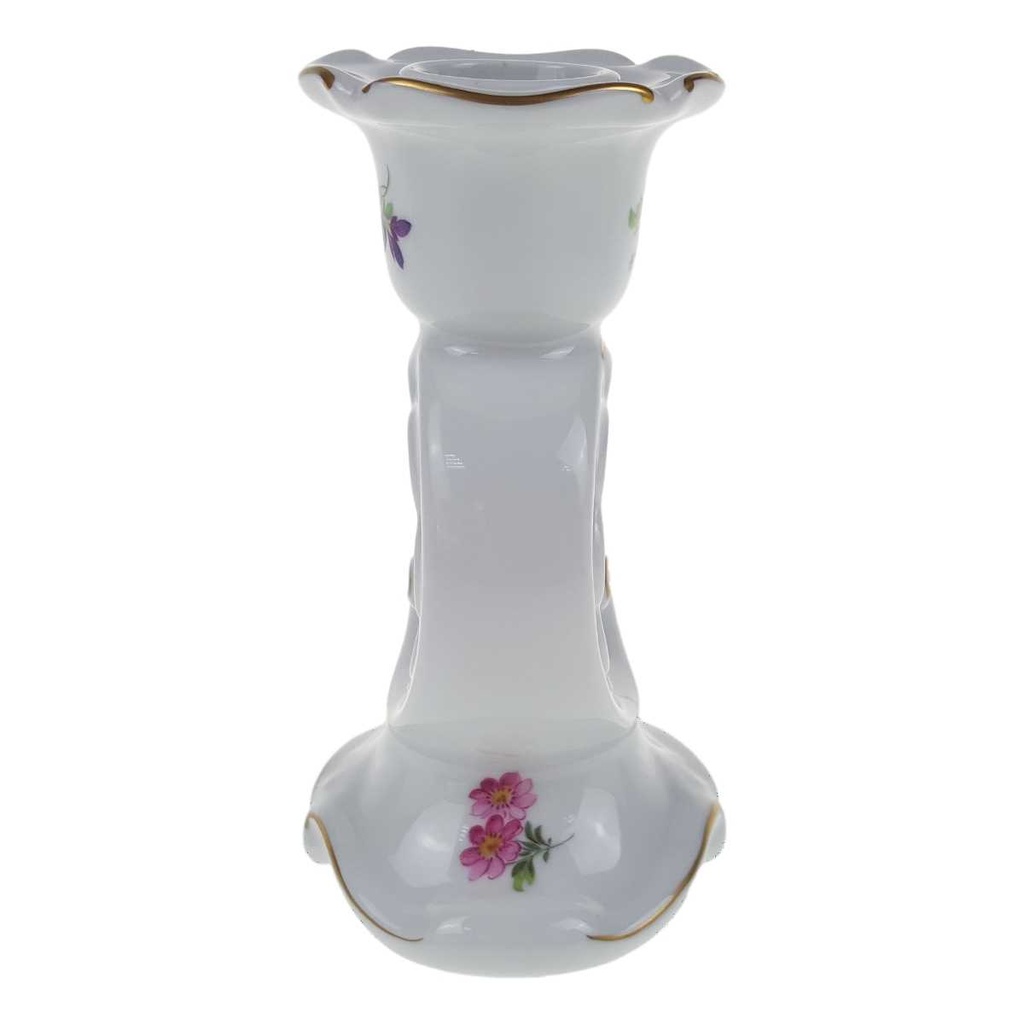 [458168881] Kerzenhalter für Stabkerzen Goldrand 13,7 cm Weimar Porzellan Blumendekor gebraucht - sehr gut Bild 4