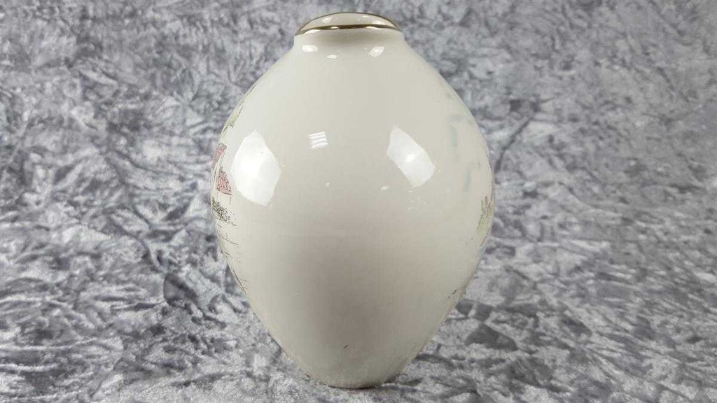 [45816889] Vase Blumenvase Goldrand 16 cm Schaller Elfenbein gebraucht - sehr gut Bild 4