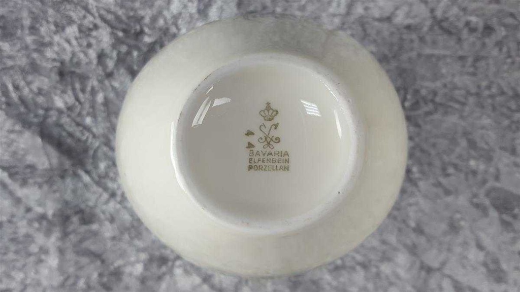 [45816889] Vase Blumenvase Goldrand 16 cm Schaller Elfenbein gebraucht - sehr gut Bild 7