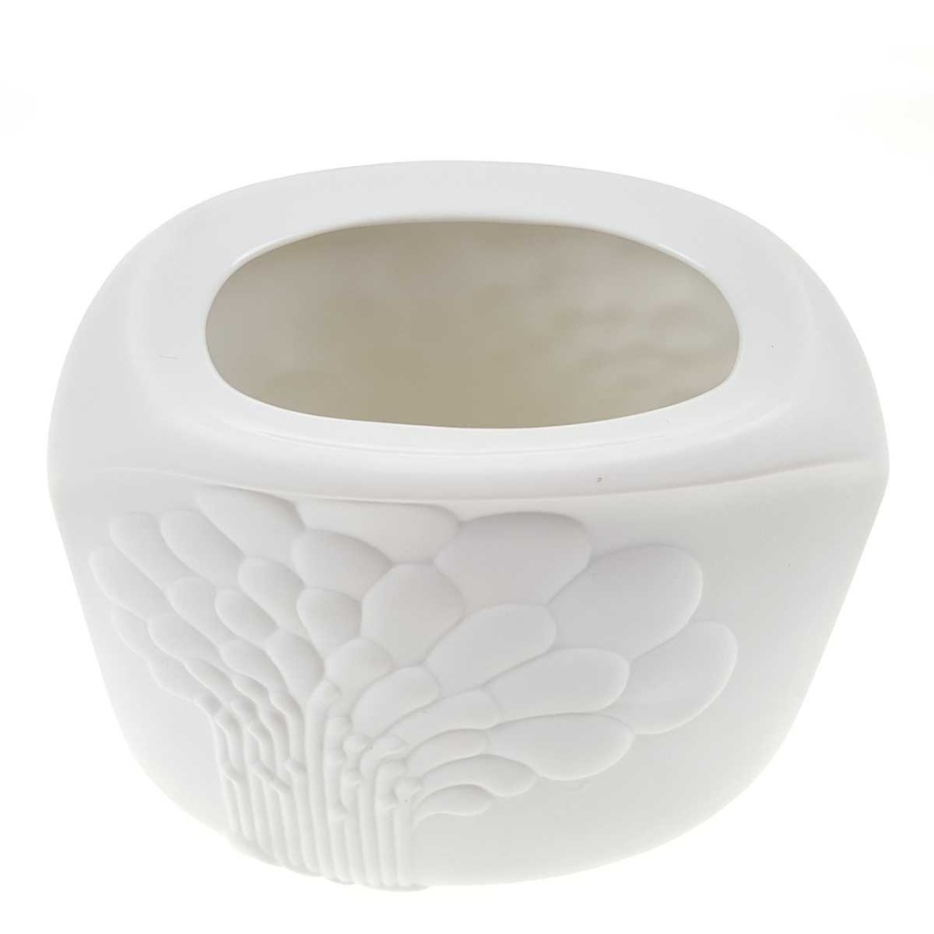 [458168900] Vase Biskuitporzellan 12,5 cm AK Kaiser Baum Reliefdekor weiß gebraucht - gut Bild 3