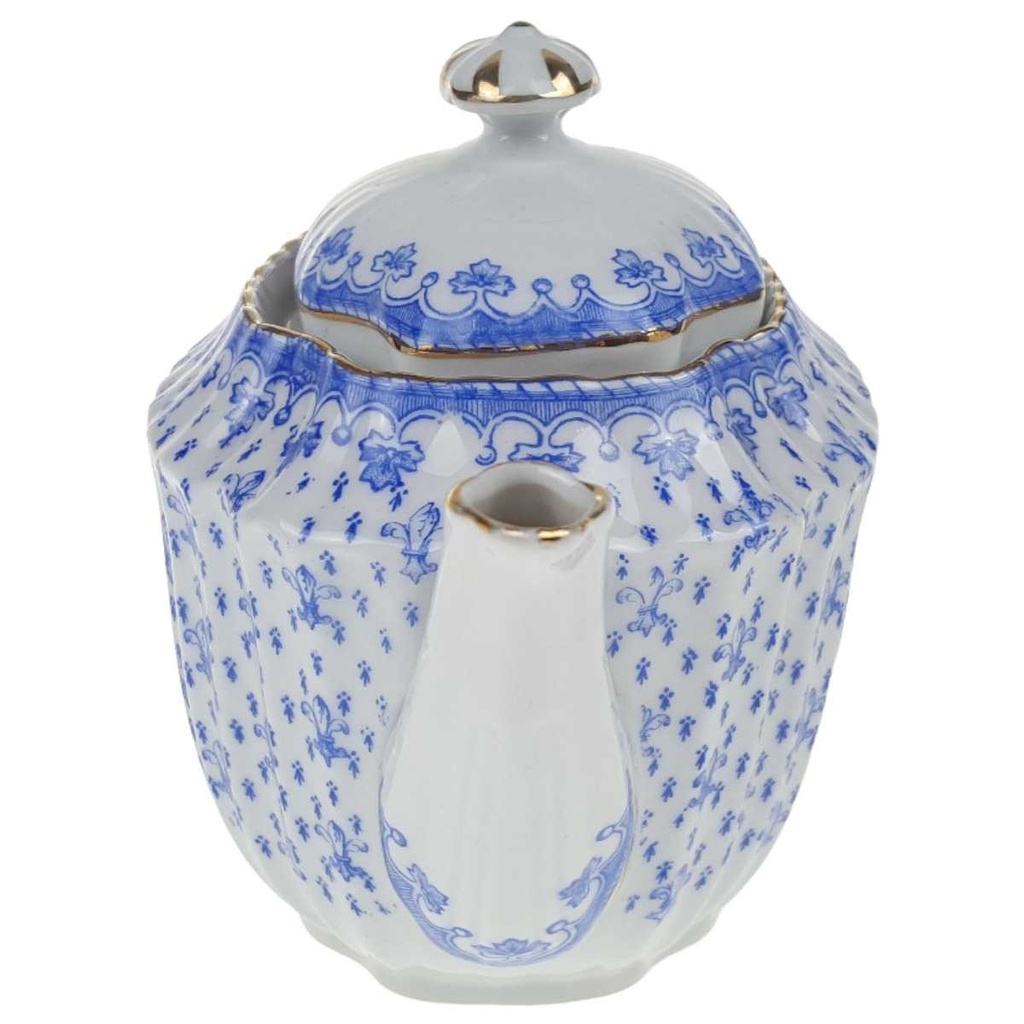 [458168911] Teekanne Goldrand 0,9 L Schaller Blaue Lilie Blumendekor Blumen gebraucht - gut Bild 2