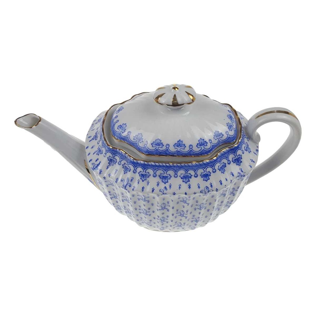 [458168911] Teekanne Goldrand 0,9 L Schaller Blaue Lilie Blumendekor Blumen gebraucht - gut Bild 5