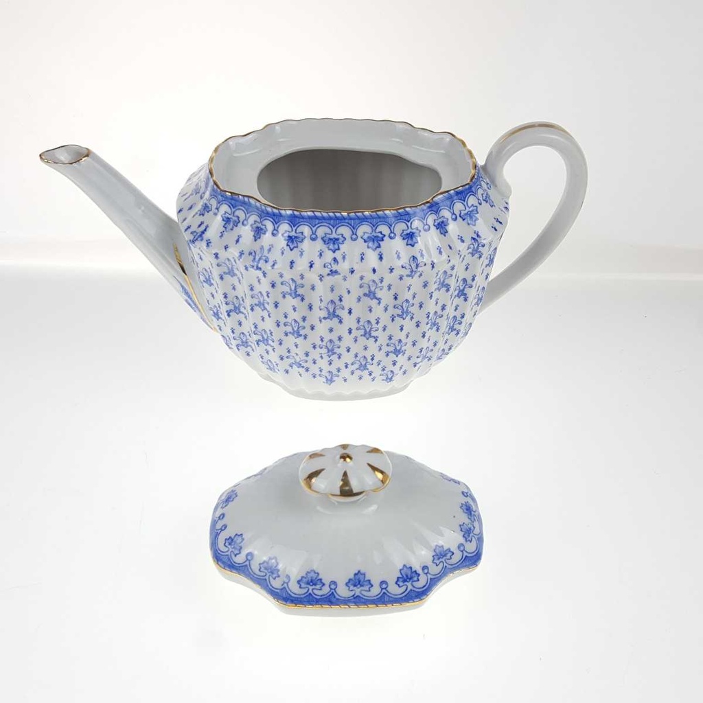 [458168911] Teekanne Goldrand 0,9 L Schaller Blaue Lilie Blumendekor Blumen gebraucht - gut Bild 6