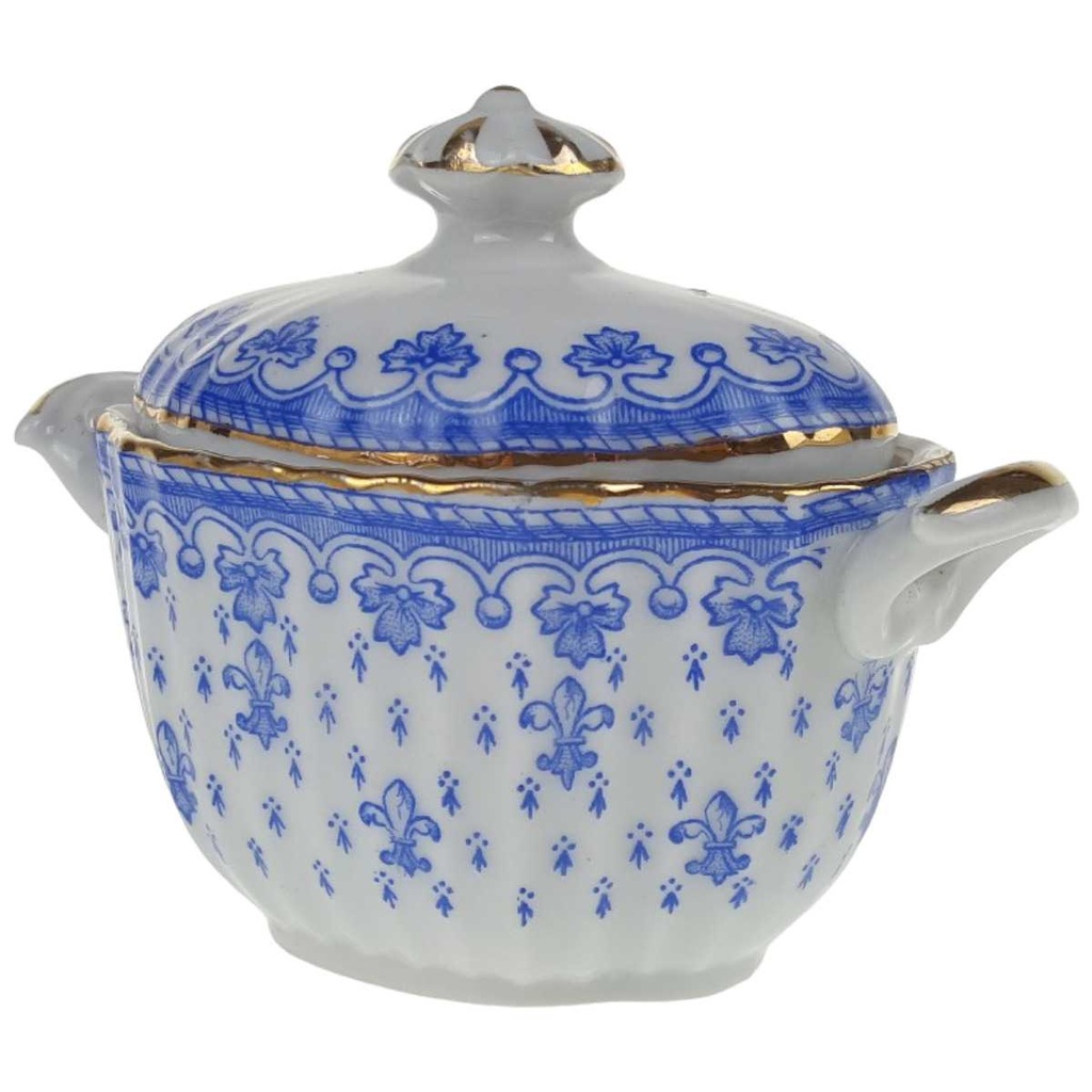 [458168914] Zuckerdose Goldrand Schaller Blaue Lilie Blumendekor Blumen gebraucht - gut Bild 2