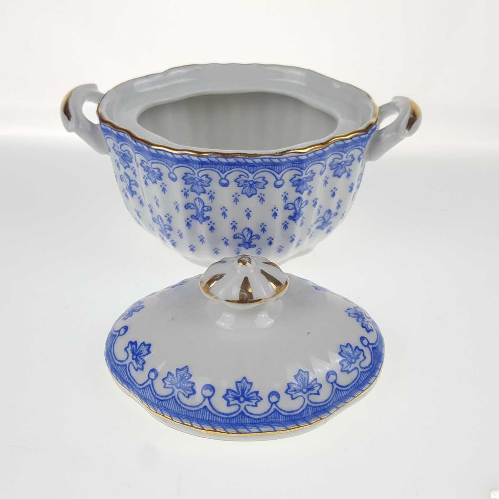 [458168914] Zuckerdose Goldrand Schaller Blaue Lilie Blumendekor Blumen gebraucht - gut Bild 3