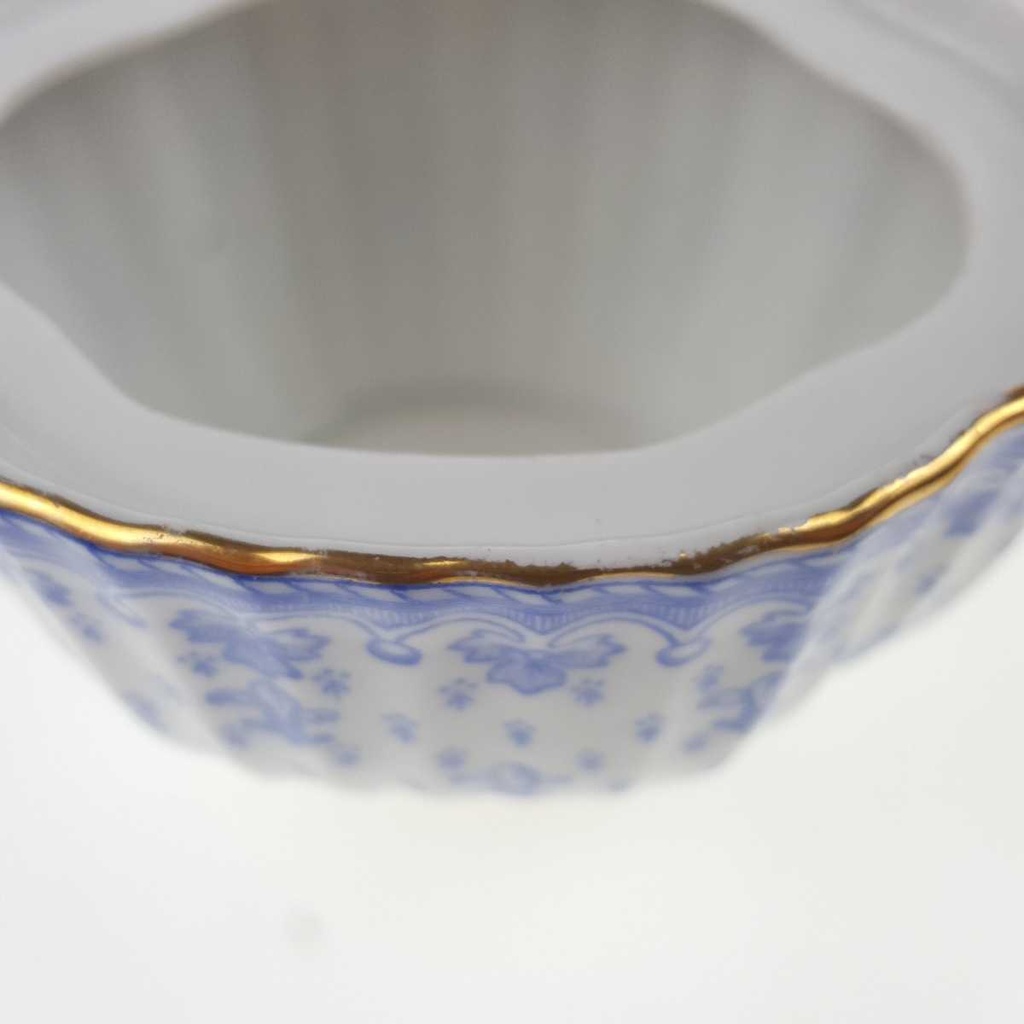 [458168914] Zuckerdose Goldrand Schaller Blaue Lilie Blumendekor Blumen gebraucht - gut Bild 4