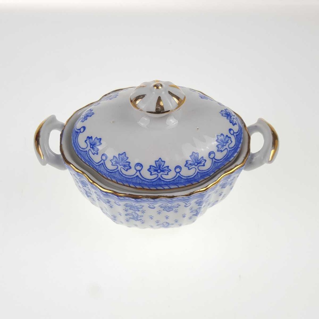 [458168914] Zuckerdose Goldrand Schaller Blaue Lilie Blumendekor Blumen gebraucht - gut Bild 6