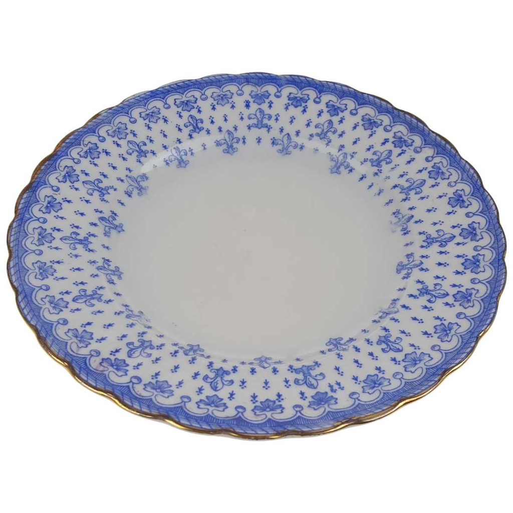 [458168916] Kuchenteller Dessertteller Goldrand Stempeln sind unterschiedlich 19,3 cm Schaller Blaue Lilie Blumendekor Blumen gebraucht - akzeptabel Bild 2