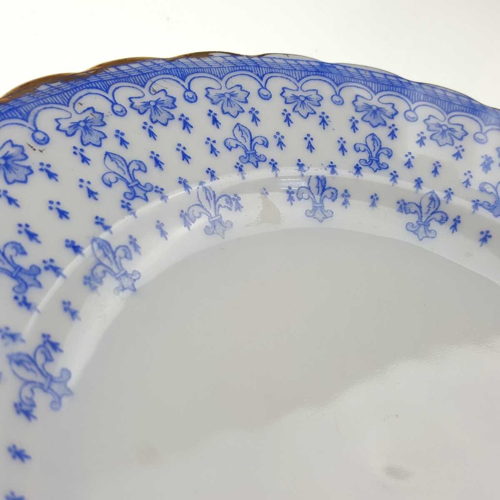 [458168916] Kuchenteller Dessertteller Goldrand Stempeln sind unterschiedlich 19,3 cm Schaller Blaue Lilie Blumendekor Blumen gebraucht - akzeptabel Bild 6