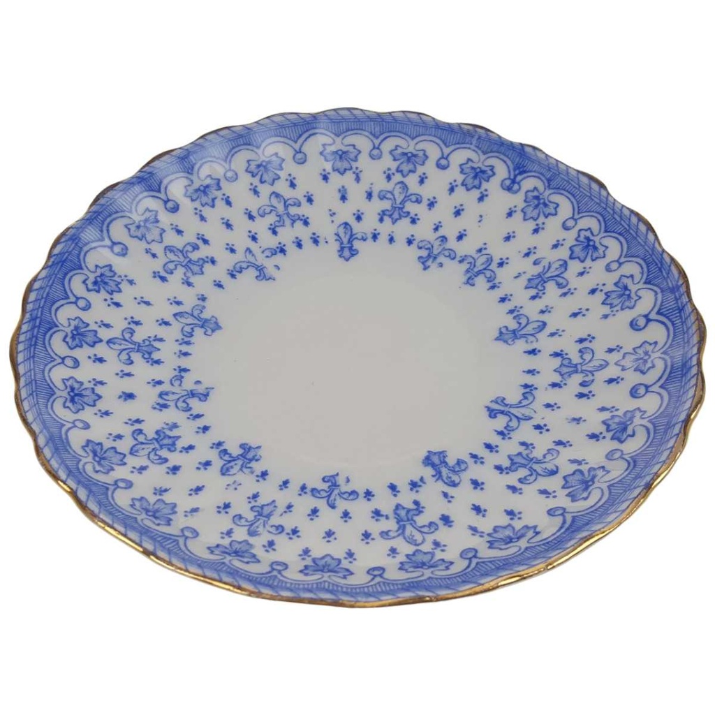[458168920] Untertasse Goldrand Stempeln sind unterschiedlich 13,8 cm Schaller Blaue Lilie Blumendekor Blumen gebraucht - gut Bild 2