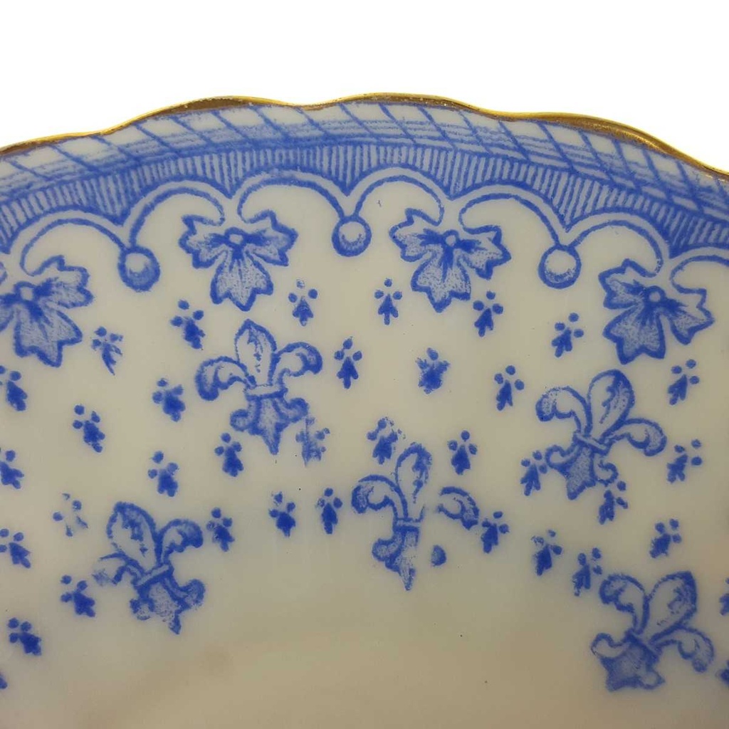 [458168920] Untertasse Goldrand Stempeln sind unterschiedlich 13,8 cm Schaller Blaue Lilie Blumendekor Blumen gebraucht - gut Bild 4