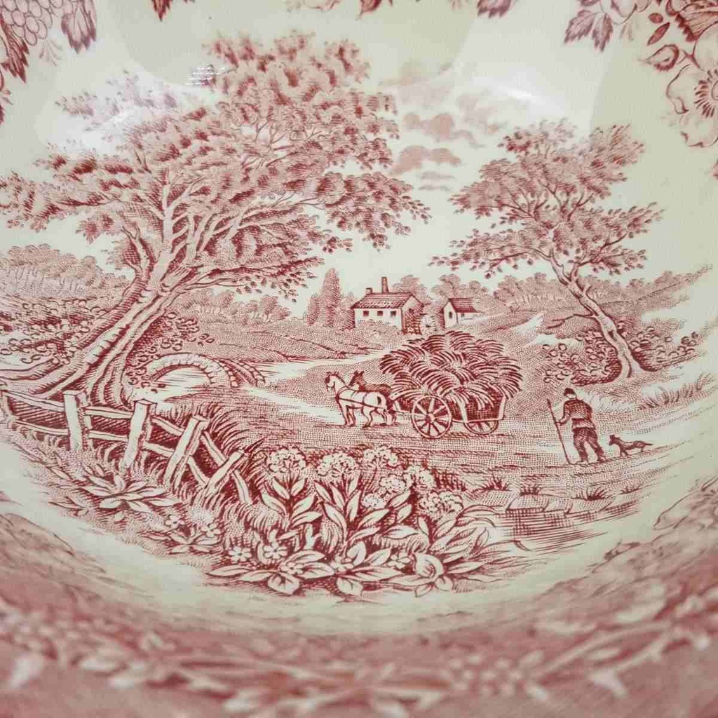 [458168935] Schüssel 21,5 cm English Ironstone Tableware (EIT) EIT England Heuwagen Rot gebraucht - gut Bild 3