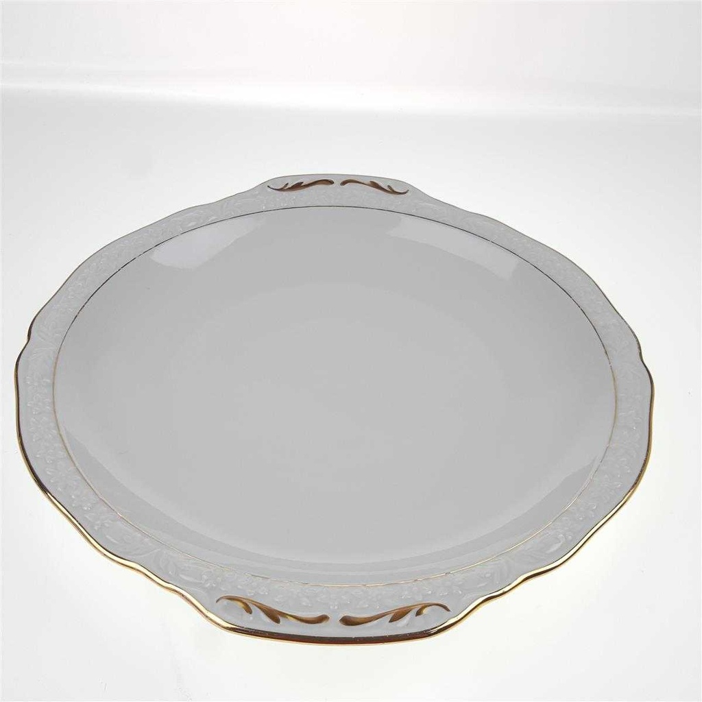 [458168989] Kuchenplatte mittelgroß Goldrand 30 cm Winterling Blumendekor Weiß gebraucht - gut Bild 4