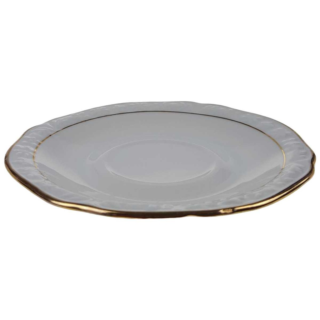 [458168990] Untertasse für Kaffee klein Goldrand 14 cm Winterling Blumendekor Weiß gebraucht - gut Bild 2