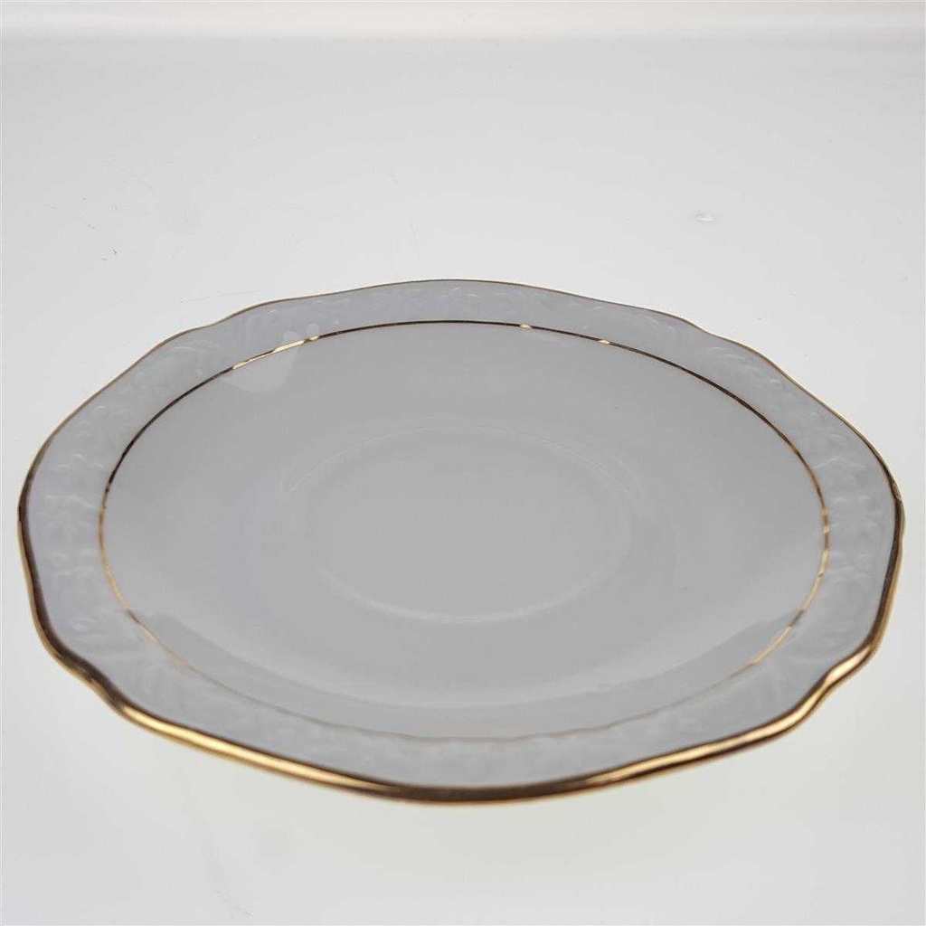 [458168990] Untertasse für Kaffee klein Goldrand 14 cm Winterling Blumendekor Weiß gebraucht - gut Bild 5