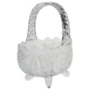 [458169011] Henkelkorb Glasschale auf 4 Füßchen 20,3 cm Blumendekor Transparent gebraucht - gut Bild 2