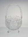 [458169011] Henkelkorb Glasschale auf 4 Füßchen 20,3 cm Blumendekor Transparent gebraucht - gut Bild 3