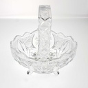 [458169011] Henkelkorb Glasschale auf 4 Füßchen 20,3 cm Blumendekor Transparent gebraucht - gut Bild 4