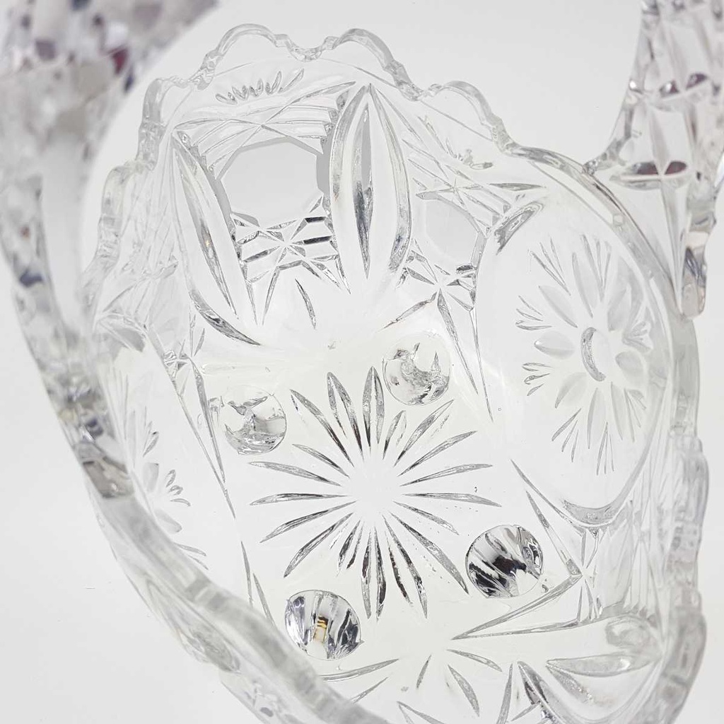 [458169011] Henkelkorb Glasschale auf 4 Füßchen 20,3 cm Blumendekor Transparent gebraucht - gut Bild 6