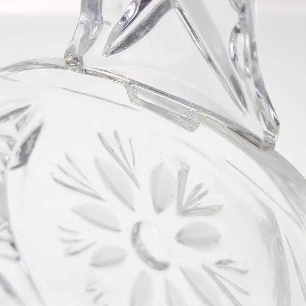 [458169011] Henkelkorb Glasschale auf 4 Füßchen 20,3 cm Blumendekor Transparent gebraucht - gut Bild 7