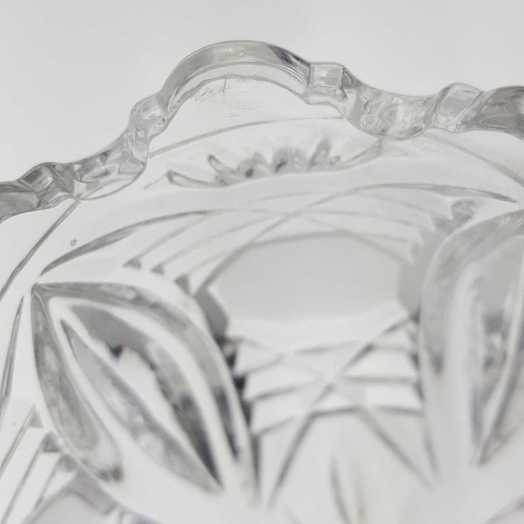 [458169011] Henkelkorb Glasschale auf 4 Füßchen 20,3 cm Blumendekor Transparent gebraucht - gut Bild 8