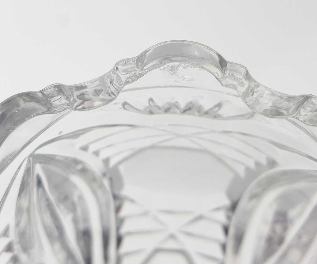 [458169011] Henkelkorb Glasschale auf 4 Füßchen 20,3 cm Blumendekor Transparent gebraucht - gut Bild 9