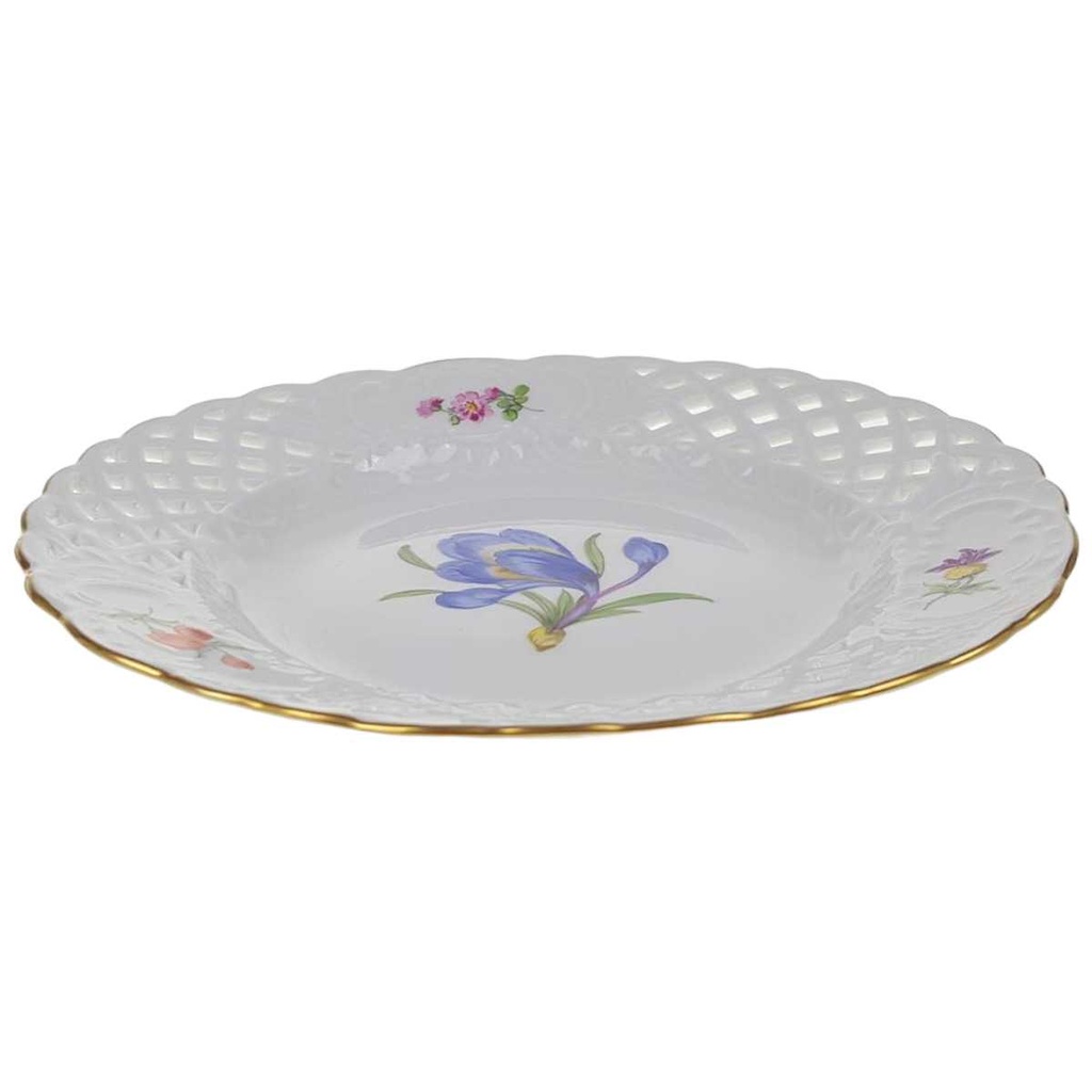 [458169013] Durchbruchteller Wandteller Durchbrucharbeit Meissen Blumen gebraucht - gut Bild 2