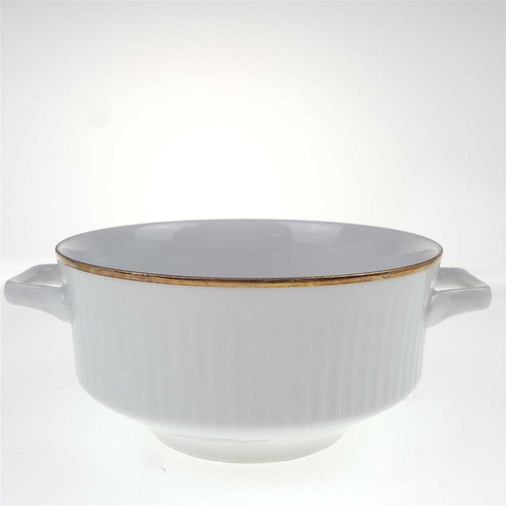 [458169017] Suppentasse Goldrand 6 cm Bareuther geriffelt Weiß gebraucht - sehr gut Bild 3