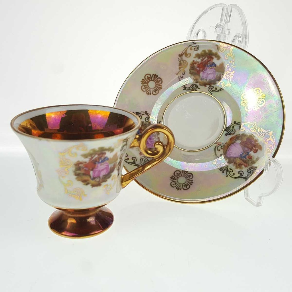 [458169019] Mokkatasse mit Untertasse 2tlg 10,8 cm Alka Kunst Gold Rokoko gebraucht - gut Bild 5