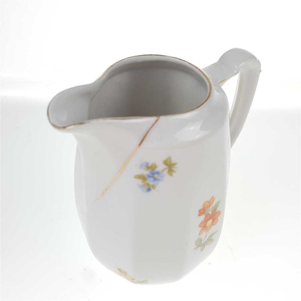 [458169024] Milchkännchen klein Golddekor Bavaria 0,3 L Waldershof Bunte Blumen gebraucht - gut Bild 3